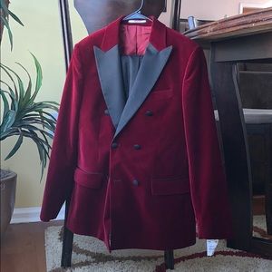 Red/Burgundy Velvet Prom Suit